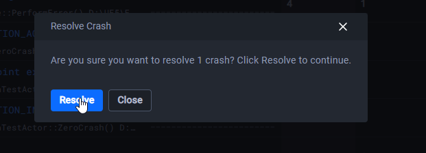 Resolve pop-up confirmation