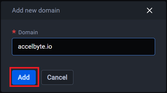 Add new domain panel