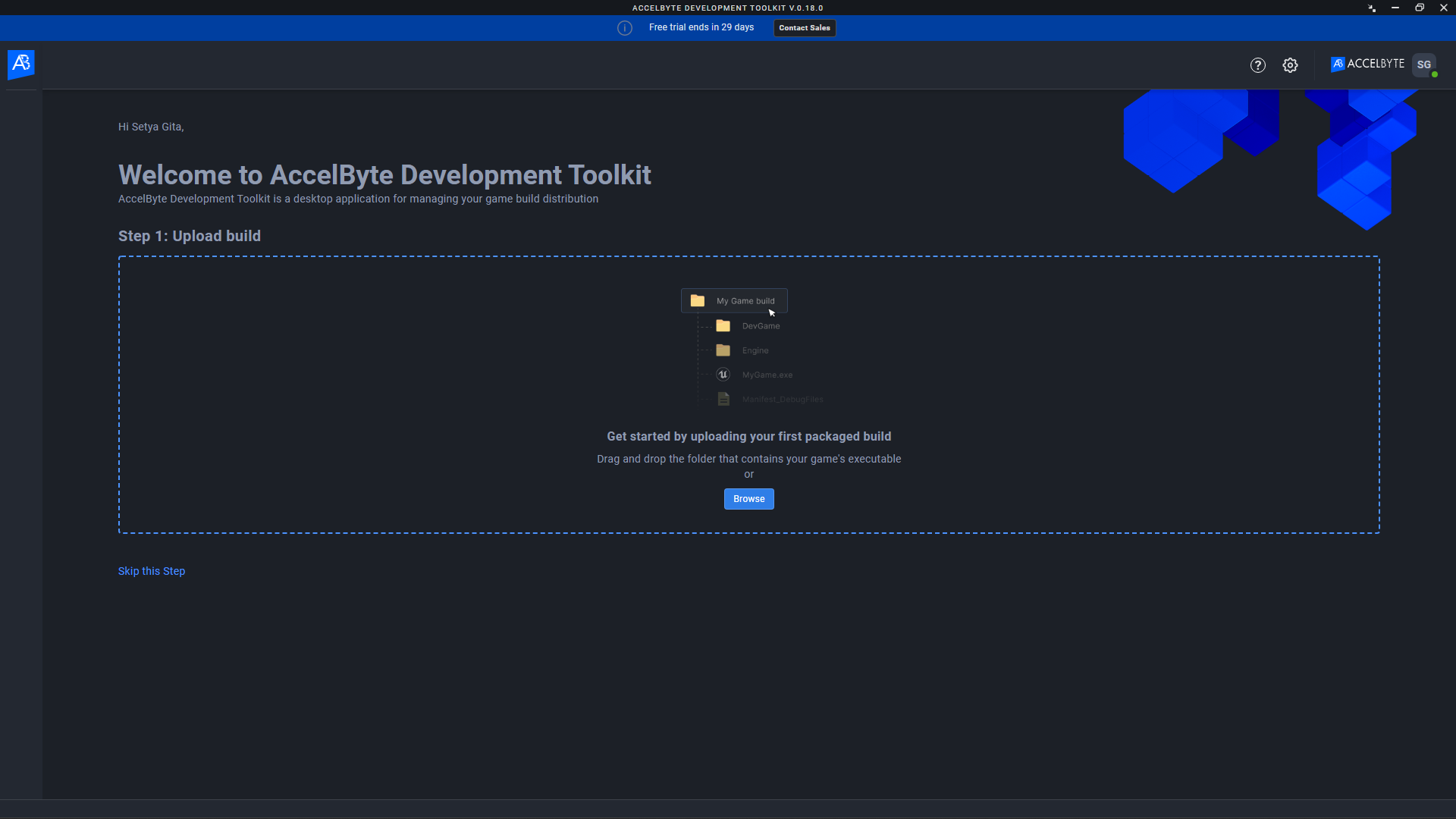 ADT window where you upload builds