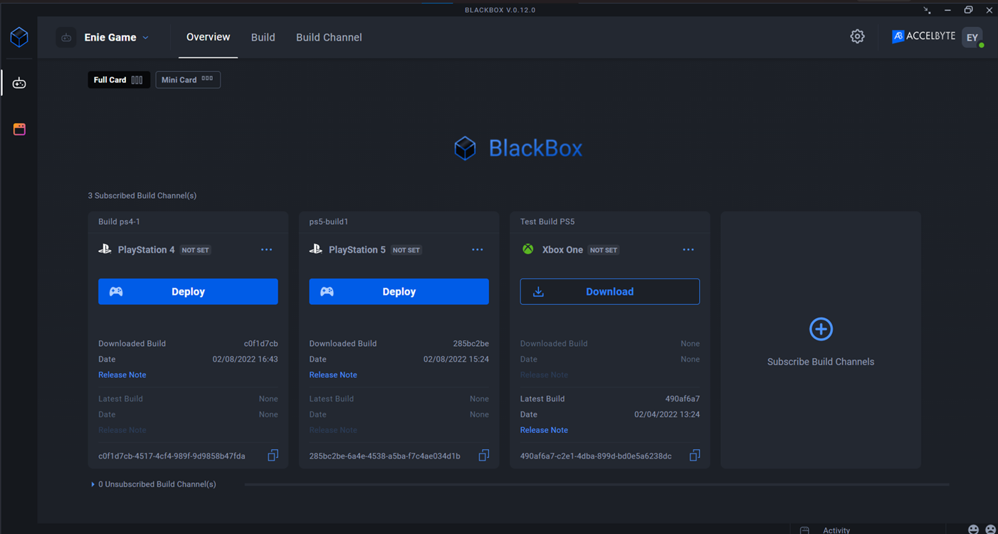 Overview panel showing download